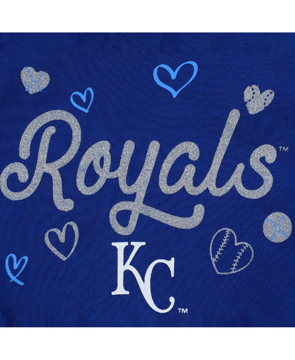 Outerstuff Girls Newborn And Infant Royal Kansas City Royals 3-piece Home Plate Bodysuit Bib And Booties Set In Royal