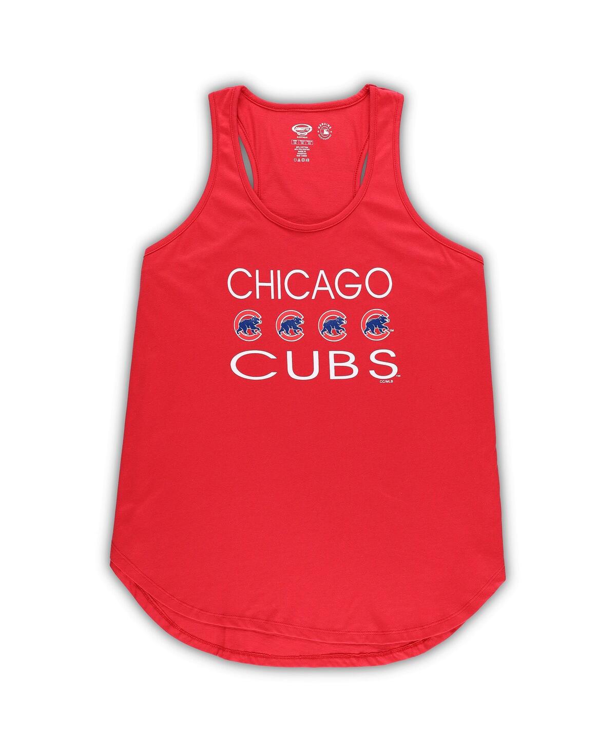 CONCEPTS SPORT WOMEN'S CONCEPTS SPORT RED, ROYAL CHICAGO CUBS PLUS SIZE METER TANK TOP AND PANTS SLEEP SET 