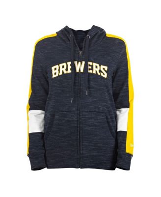 Women's Navy Milwaukee Brewers Colorblock Full-Zip Hoodie