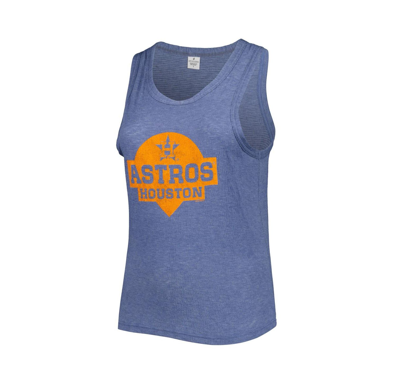 Women's Navy Houston Astros Plus Size High Neck Tri-Blend Tank Top