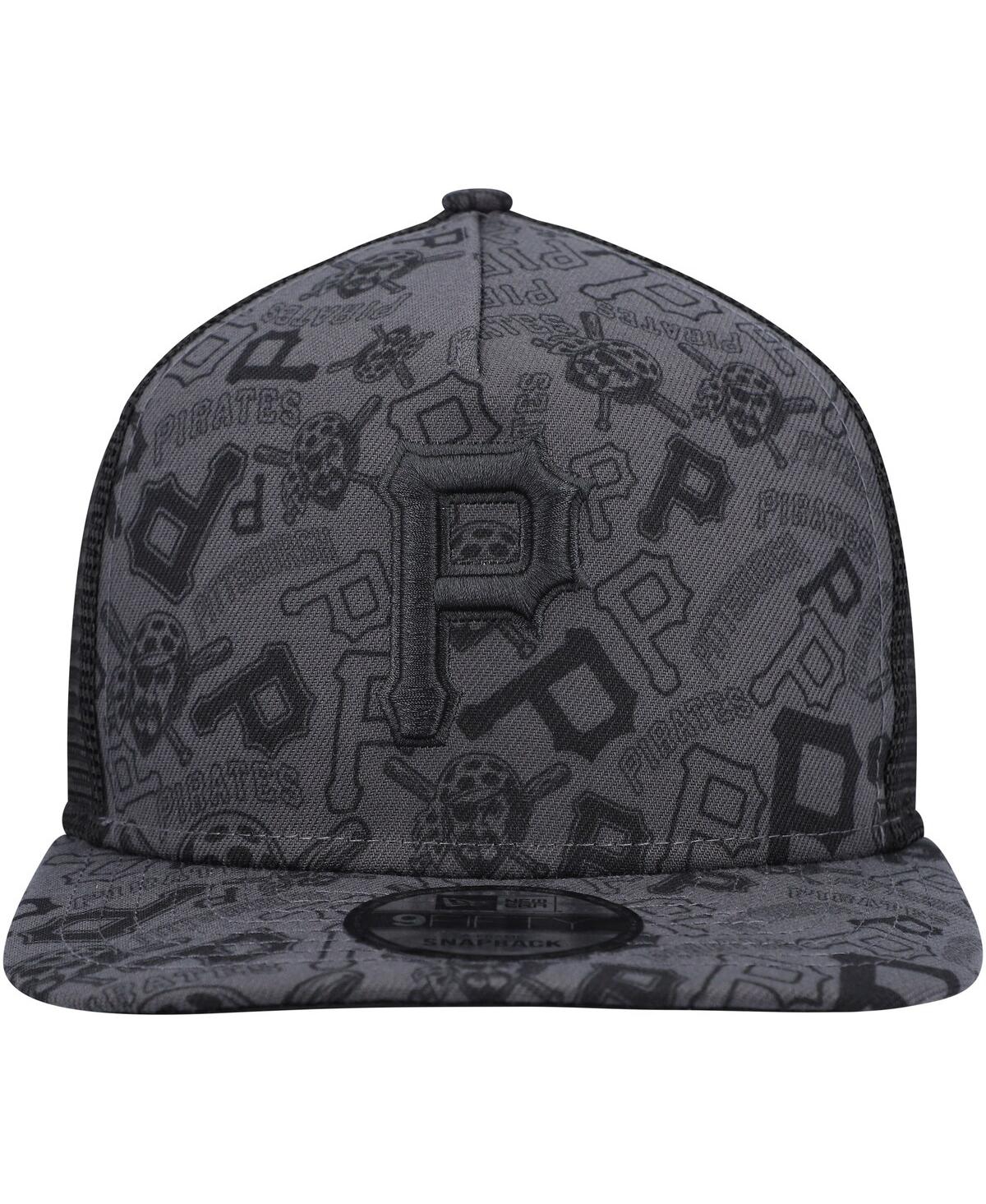 Shop New Era Men's  Black Pittsburgh Pirates Repeat A-frame 9fifty Trucker Snapback Hat
