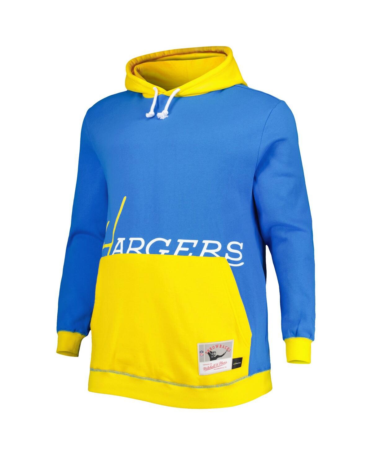 Mitchell & Ness Men's  Powder Blue And Gold Los Angeles Chargers Big And Tall Big Face Pullover Hoodi In Powder Blue,gold