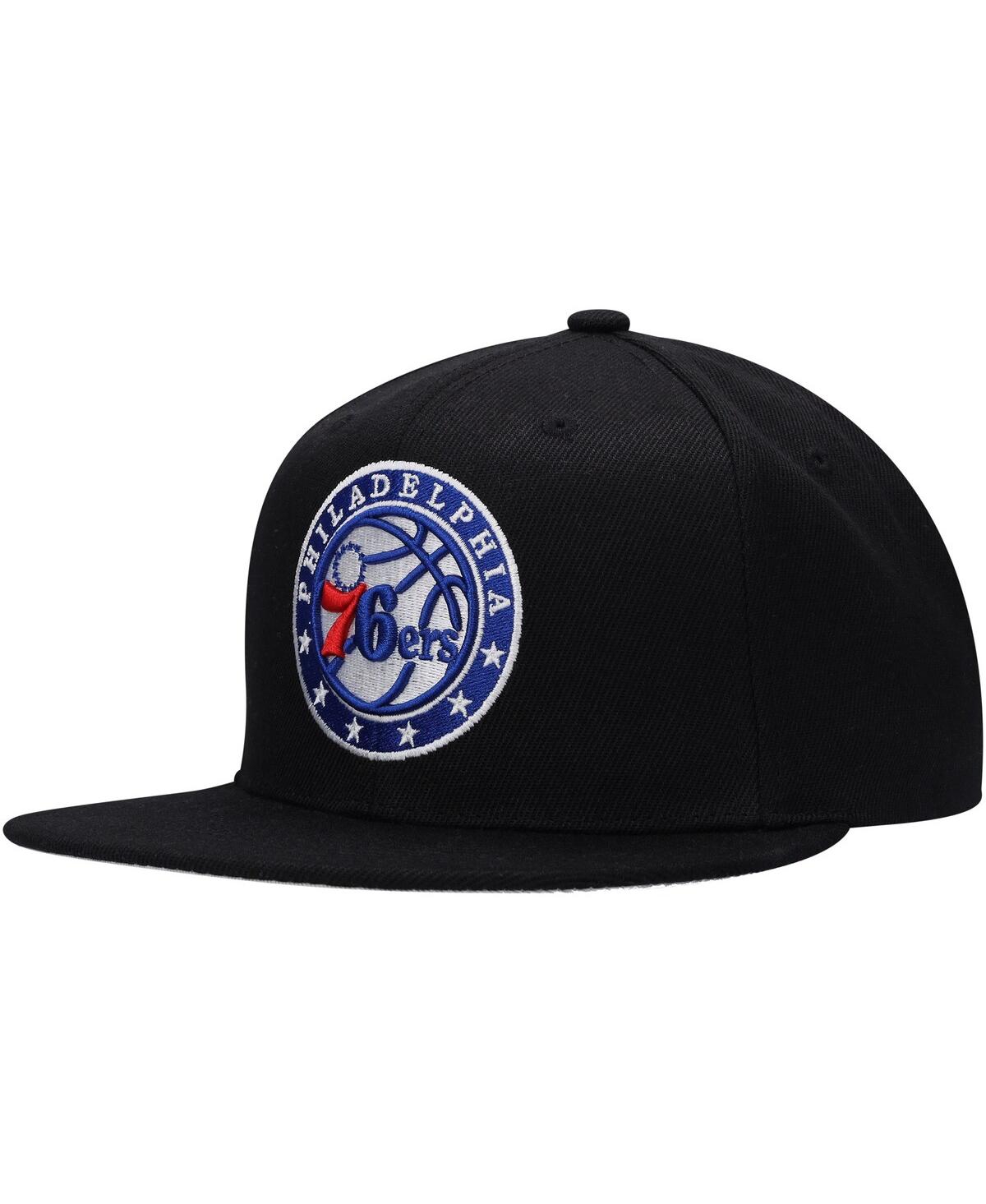 Mitchell & Ness Men's  Black Philadelphia 76ers Side Core 2.0 Snapback Hat In Black