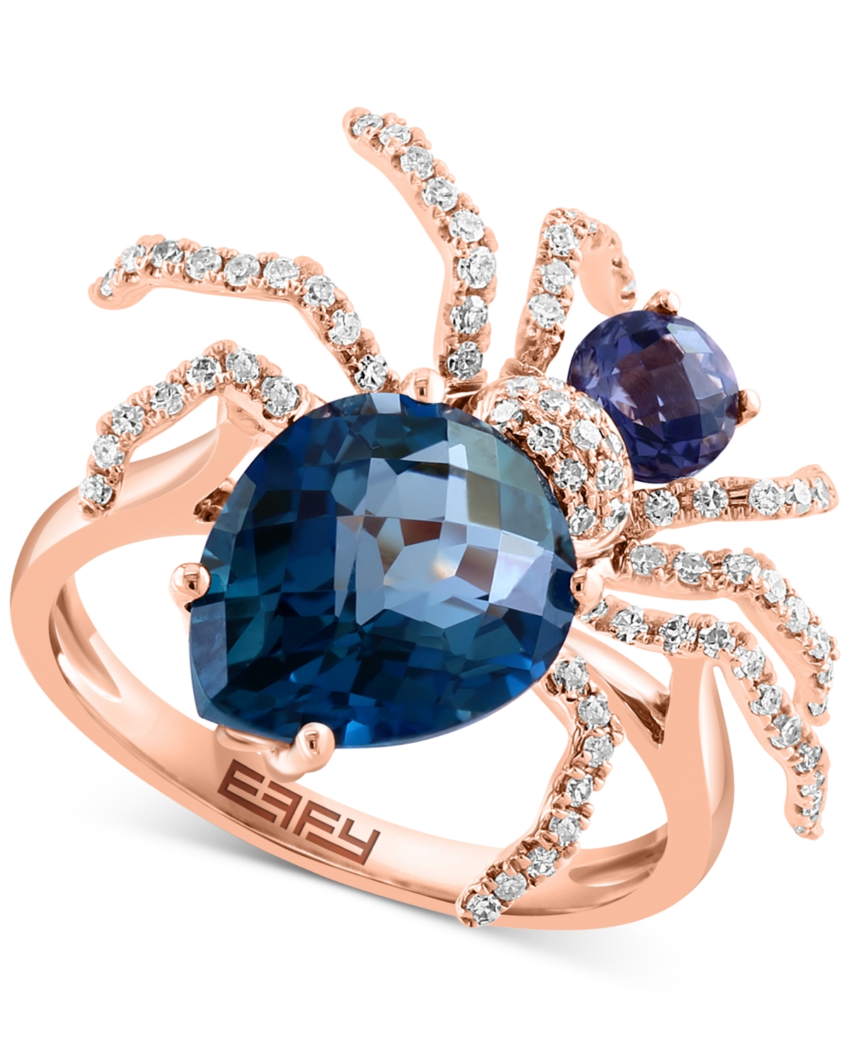 Effy Collection Effy Multi-gemstone (4-5/8 Ct. T.w.) & Diamond (1/3 Ct. T.w.) Spider Ring In 14k Rose Gold