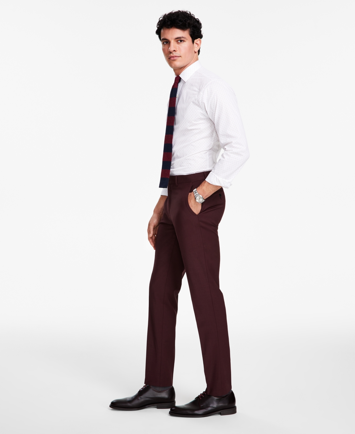 Shop Bar Iii Men's Slim-fit Solid Suit Pant, Created For Macy's In Burgundy