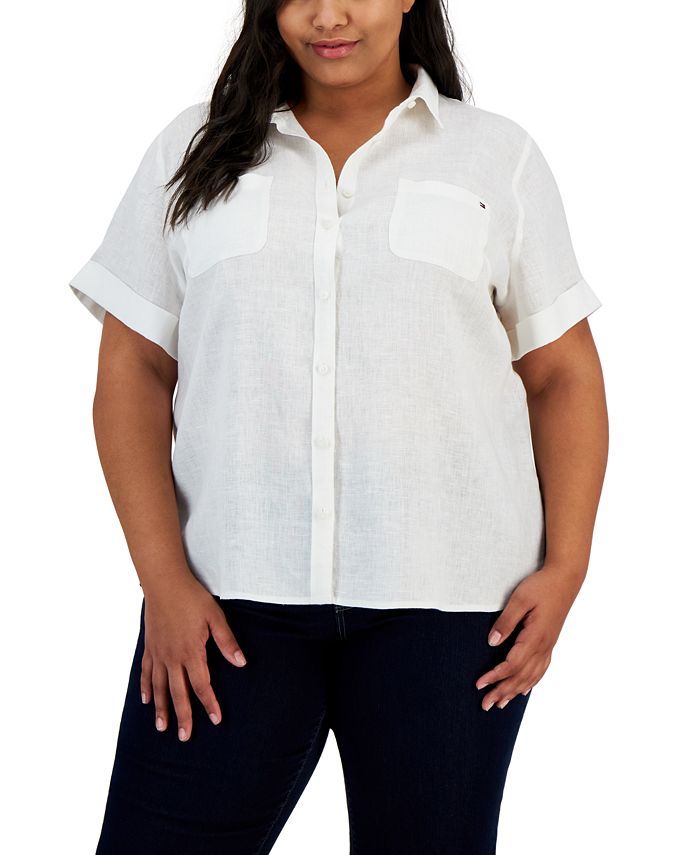 Tommy Hilfiger Plus Size Linen Camp Shirt - Macy's