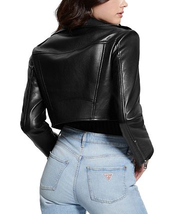 GUESS Women's Sabella Cropped Faux Leather Tank Top - Macy's