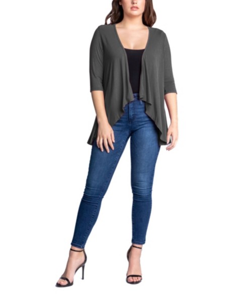 Женские 24seven Comfort Apparel Women's Open Front Elbow Length Sleeve Cardigan Sweater
