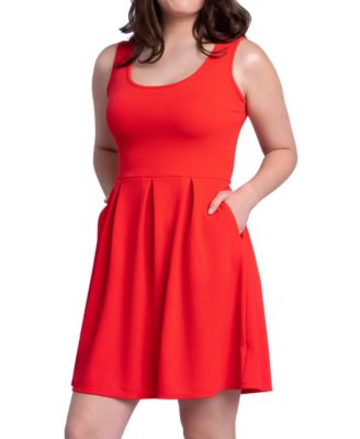 Women's Sleeveless Knee Pleated Pocket Dress