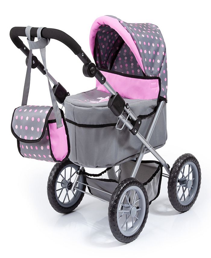 Bayer Design Dolls Grey, Pink, Dots Trendy Pram Macy's