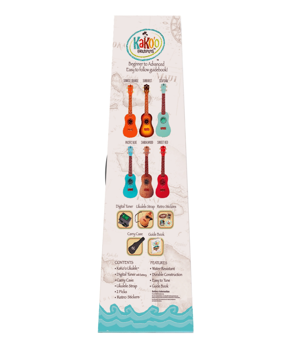 Kako'o Music Sunburst Wooden Ukulele Set In Multi