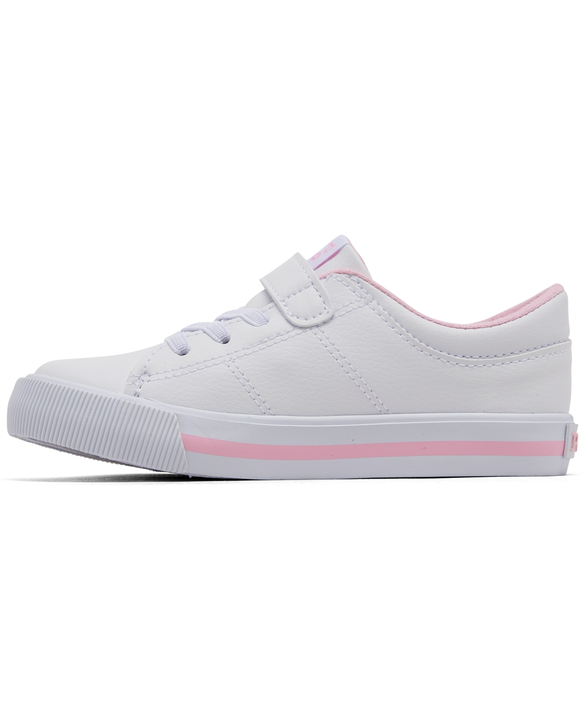 Shop Polo Ralph Lauren Toddler Girls Elmwood Adjustable Strap Closure Casual Sneakers From Finish Line In White,light Pink