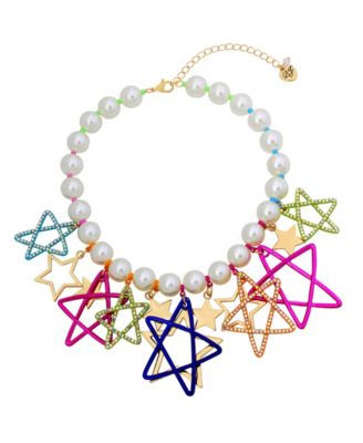 Betsey Johnson Faux Stone Starry Imitation Pearl Necklace - Macy's