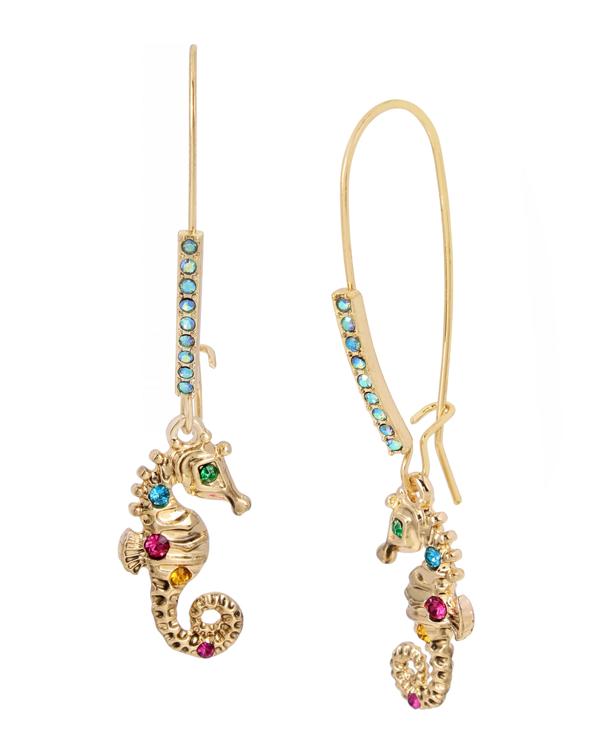Betsey Johnson Faux Stone Seahorse Dangle Earrings Multi Smart