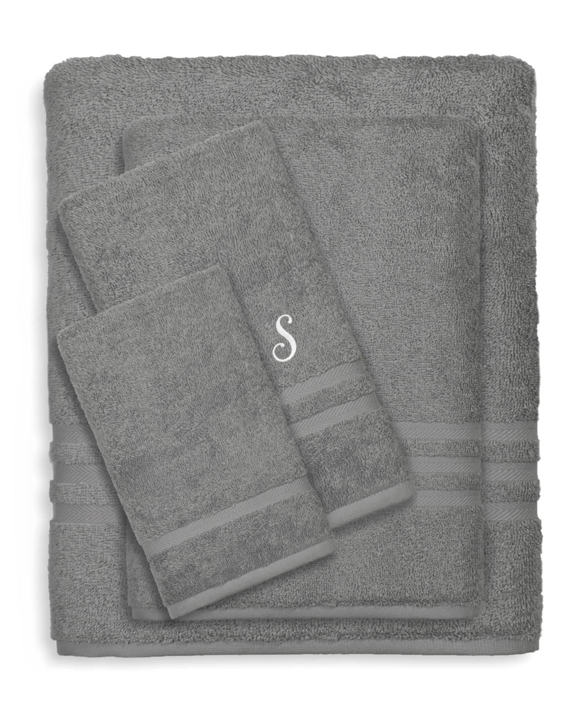 Linum Home Textiles Turkish Cotton Personalized Denzi Towel Set, 4 Piece In Gray
