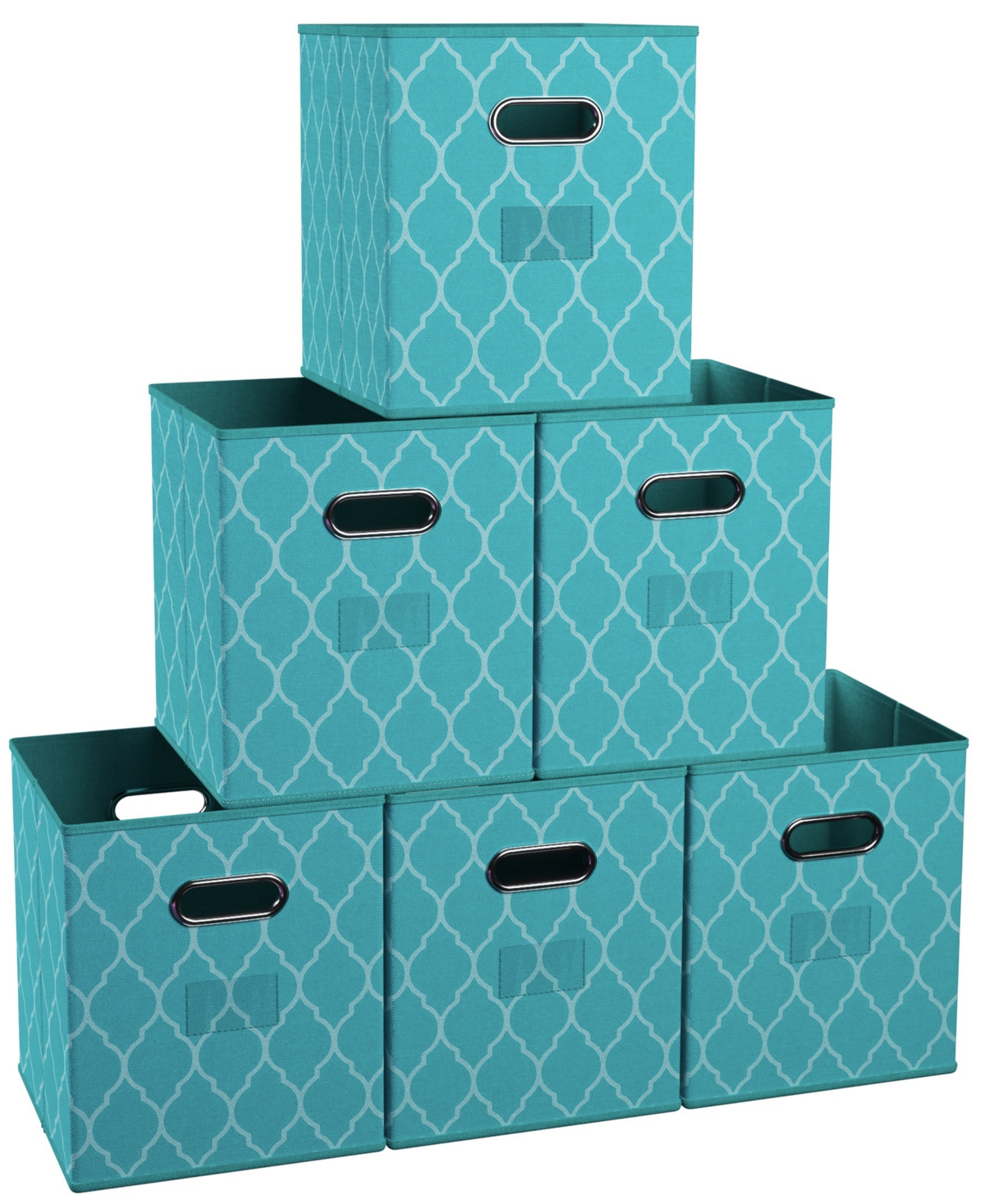 ORNAVO HOME LATTICE FOLDABLE STORAGE CUBE BIN WITH DUAL HANDLES- SET OF 6