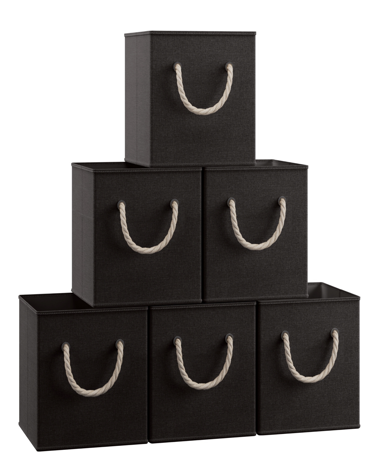 Ornavo Home Foldable Linen Storage Cube Bin With Rope Handles In Black