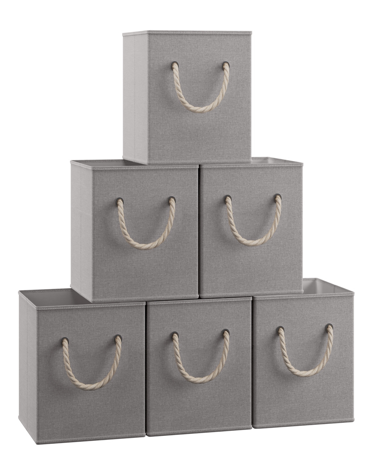 Ornavo Home Foldable Linen Storage Cube Bin With Rope Handles In Gray