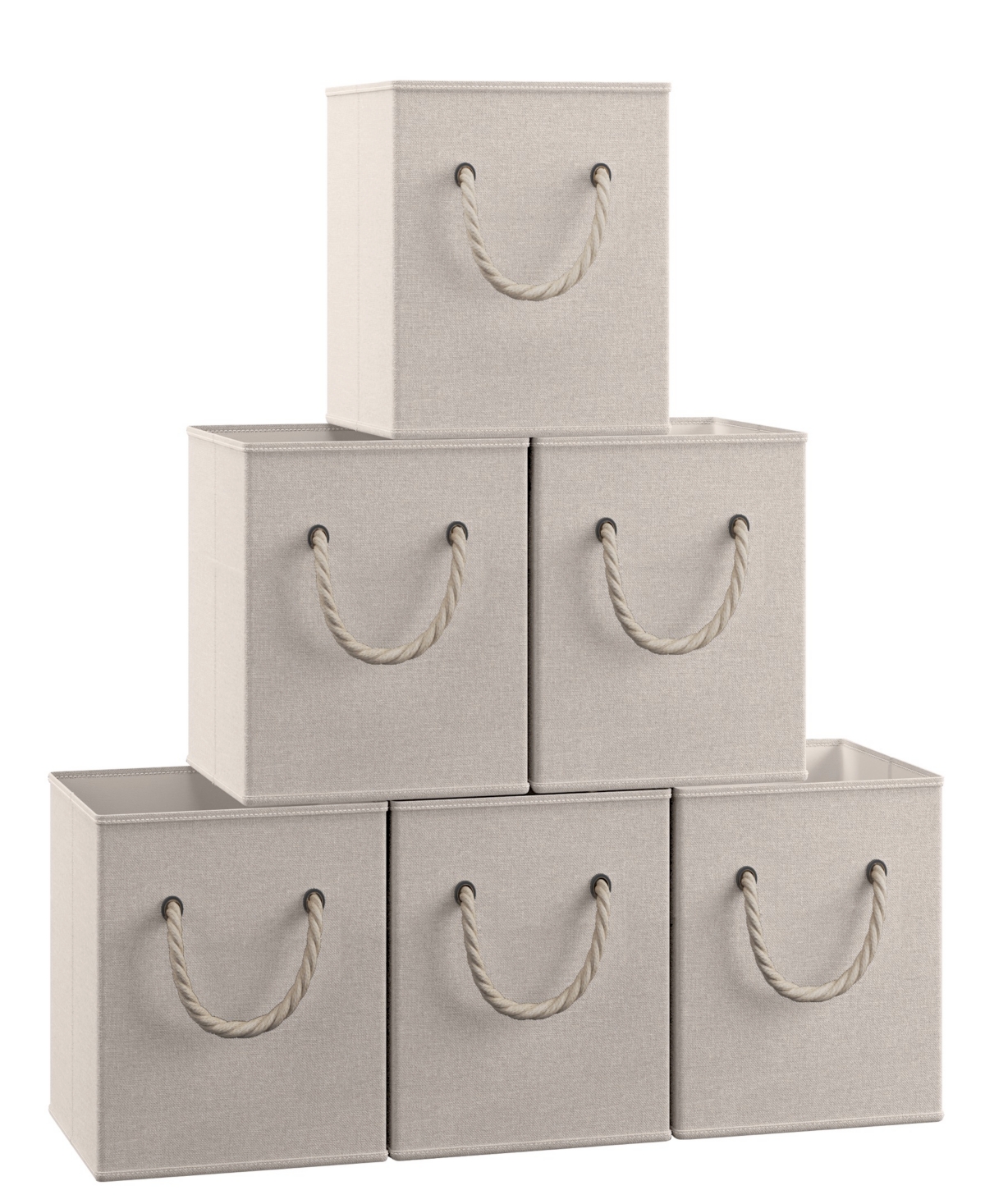 Ornavo Home Foldable Linen Storage Cube Bin With Rope Handles In Beige