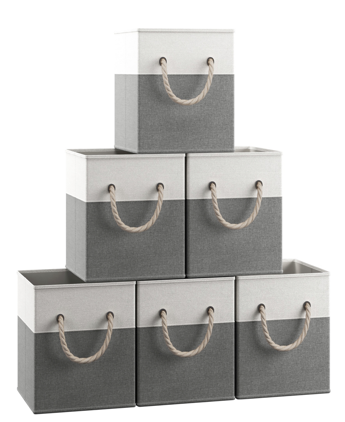 Ornavo Home Foldable Linen Storage Cube Bin With Rope Handles In White,gray