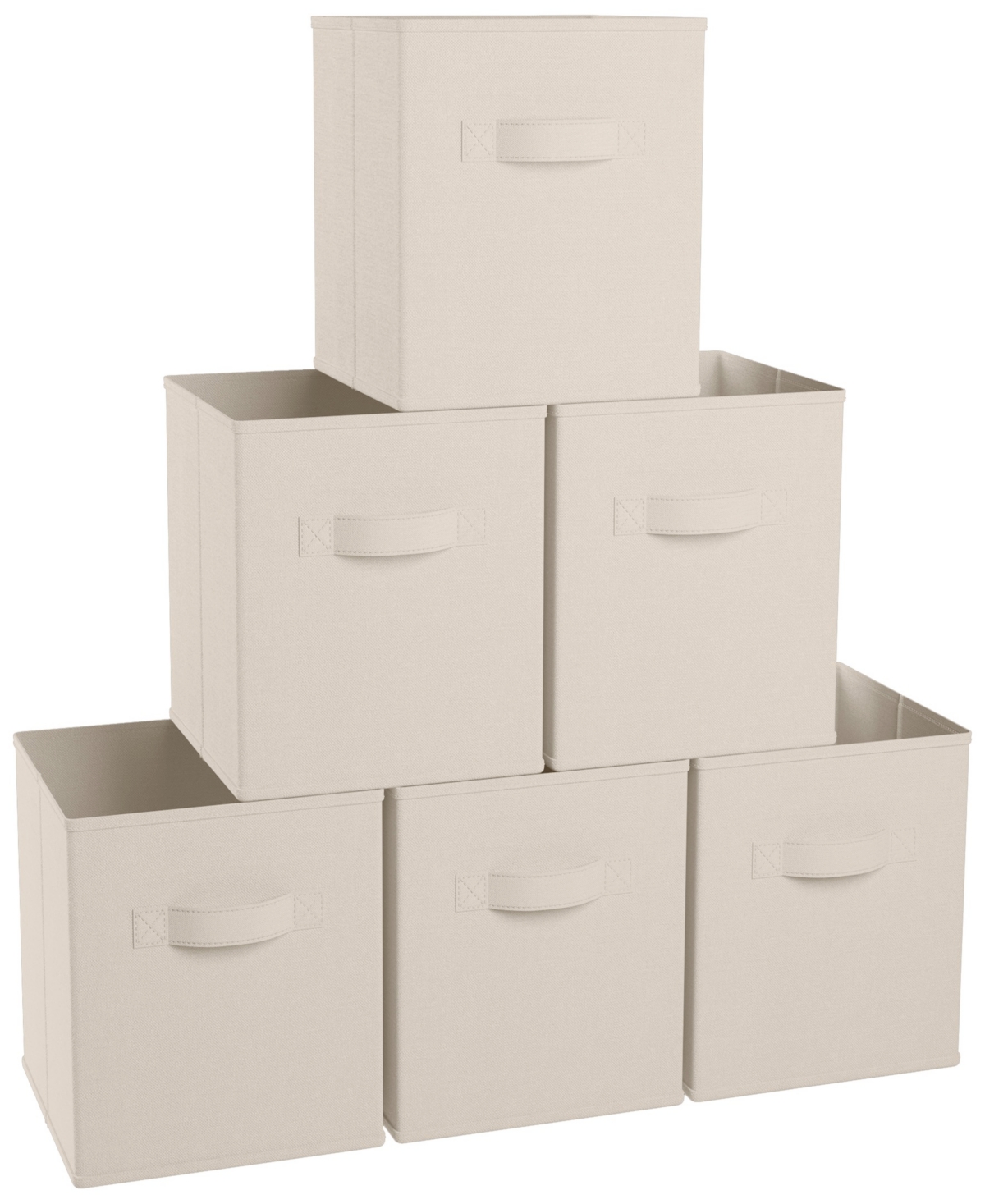 Foldable Storage Cube Bin with Dual Handles- Set of 6 - White