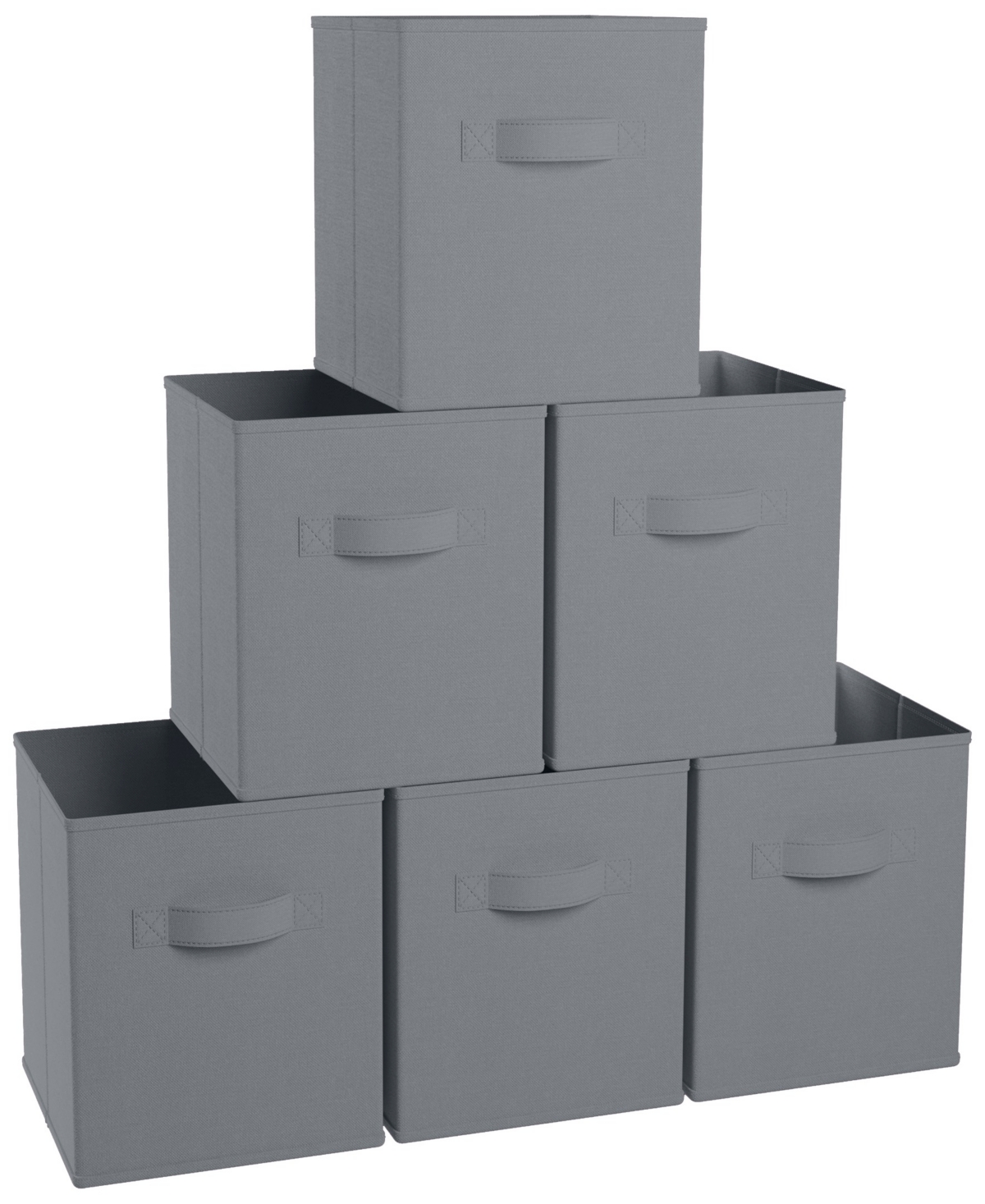 Foldable Storage Cube Bin with Dual Handles- Set of 6 - White