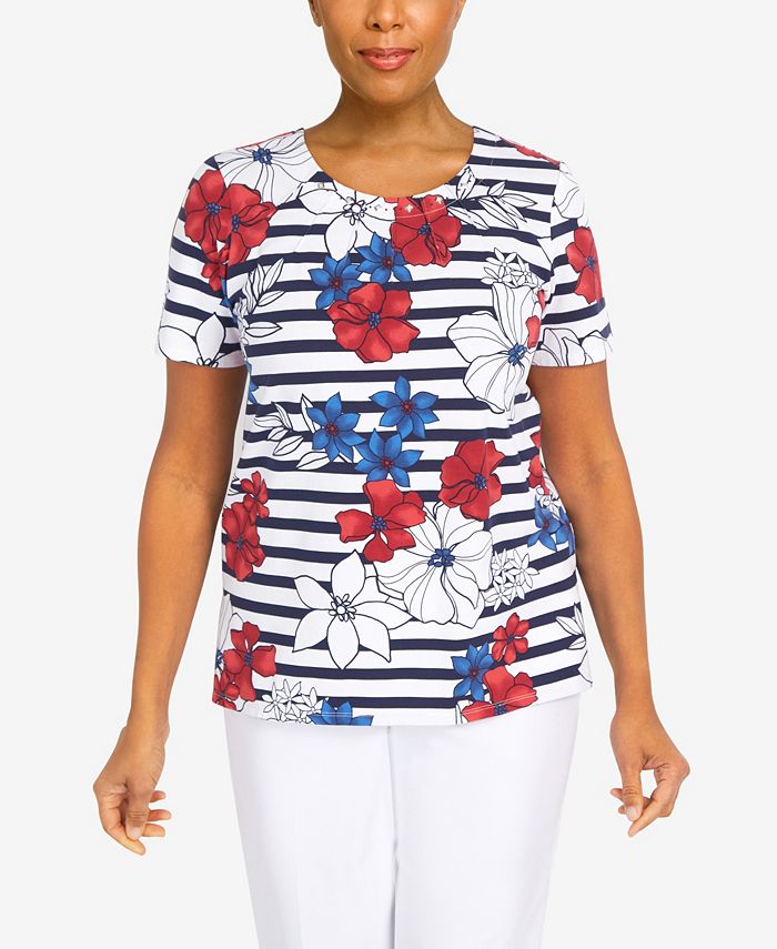Alfred Dunner Women's Independence Floral Top Macy's