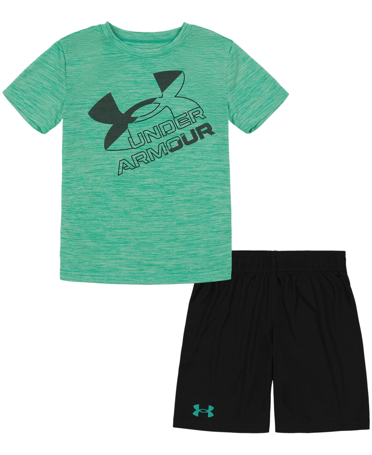 Under Armour Kids' Little Boys Mesh Big Logo T-shirt And Shorts Set In Birdie Green
