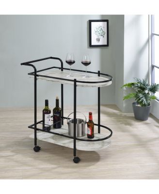 Desiree 32" 3-Bottle Metal Rack Serving Cart with Casters