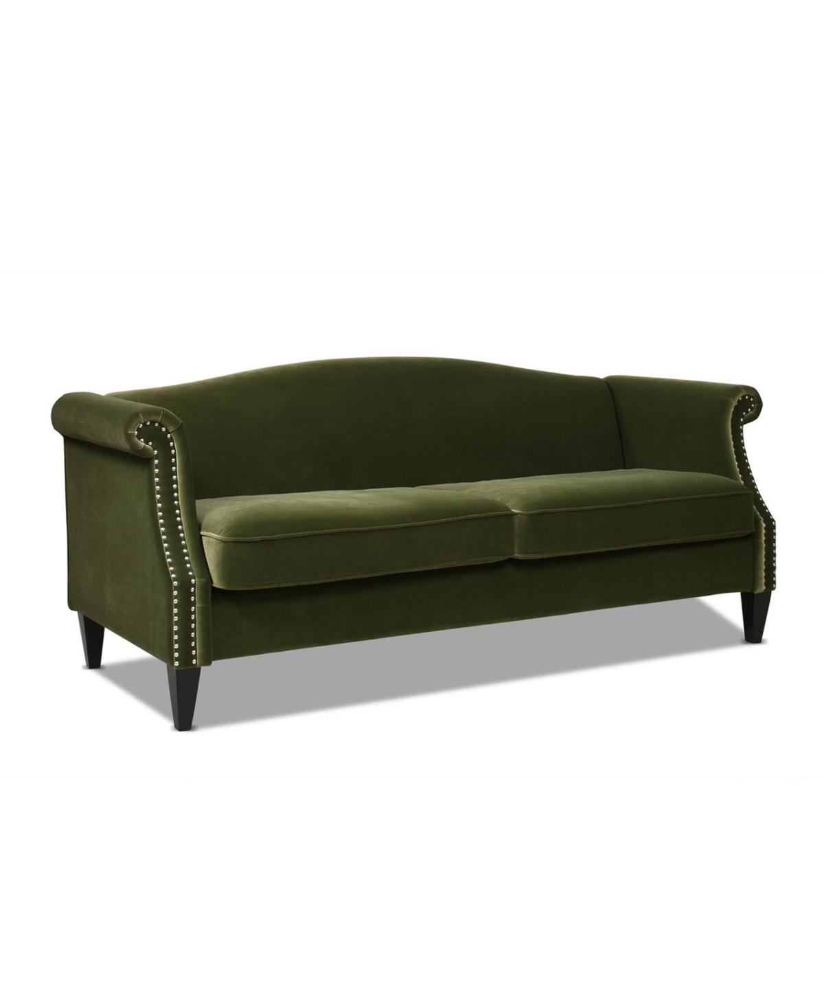 Jennifer Taylor Home Elaine 77" Camel Back Sofa With Nailhead Accents In Olive Green