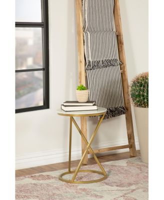 Round Accent Table with Marble Top