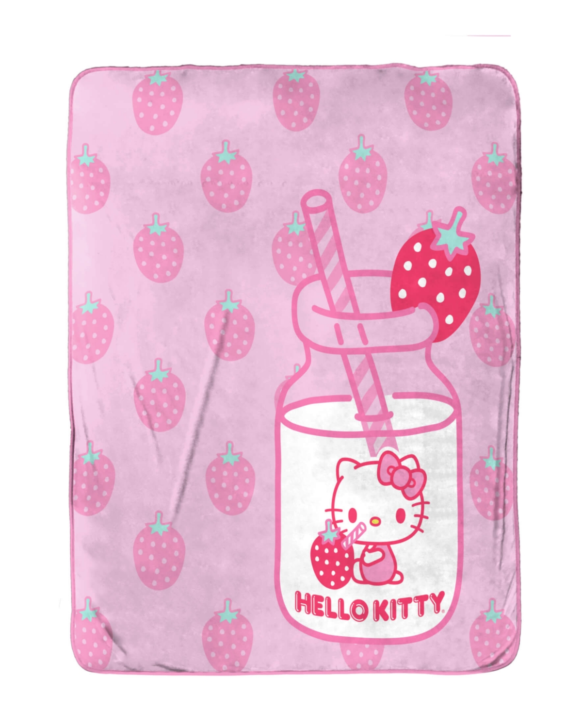 Jay Franco Hello Kitty Strawberry Milk Silk Touch Throw, 60" X 46" In Pink