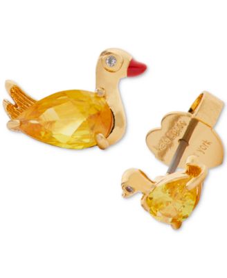kate spade new york - Gold-Tone Cubic Zirconia Duck Asymmetrical Stud Earrings
