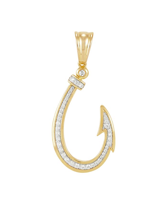 Men's Diamond Fish Hook Pendant (1/4 Ct. t.w.) in 14K Gold-Plated Sterling Silver - Gold