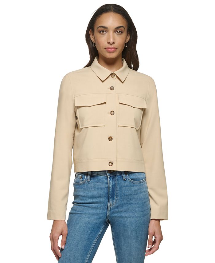 Calvin Klein Women's Long-Sleeve Button-Front Jacket - Macy's