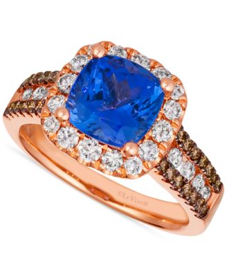 Le Vian - Blueberry Tanzanite (2 ct. t.w.) & Diamond (1 ct. t.w.) Halo Multirow Ring in 14k Rose Gold