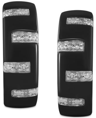 Men's Diamond Zigzag Small Hoop Earrings (1/20 ct. t.w.), 15mm (Also in Black Diamond)