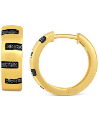 Macy's - Men's Diamond Zigzag Small Hoop Earrings (1/20 ct. t.w.), 0.625" (Also in Black Diamond)
