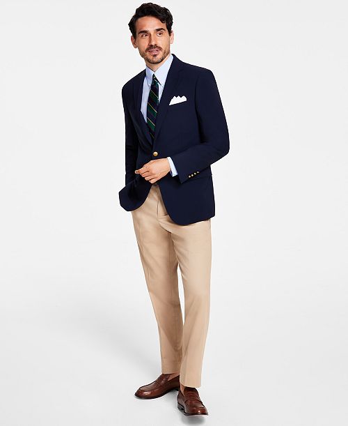 alfani B By Brooks Brothers Men's Classic-Fit Navy Stretch Wool Blend Blazer Men's Fashion & Accessories