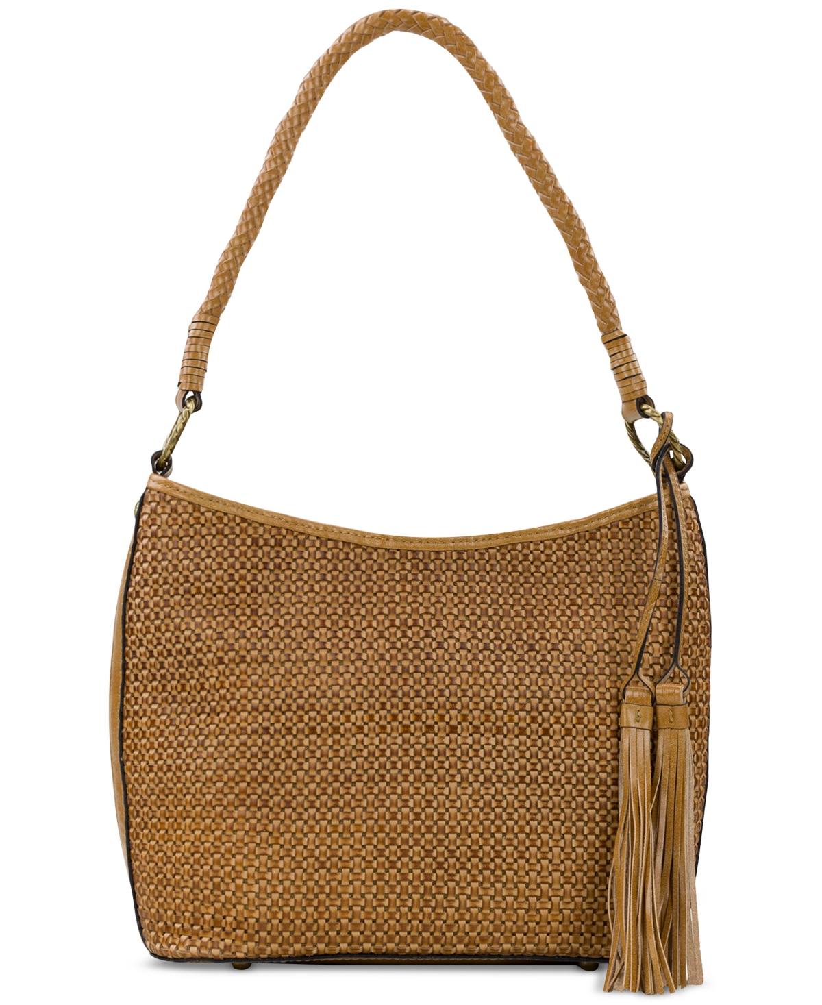Patricia Nash Castelli Small Woven Leather Hobo Bag In Sand