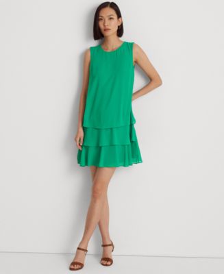 Lauren Ralph Lauren Women's Crinkle Georgette Shift Dress - Macy's