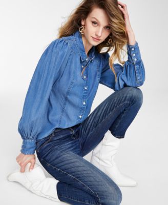 GUESS Women's Long-Sleeve Eco Vanessa Button-Up Shirt Macy's