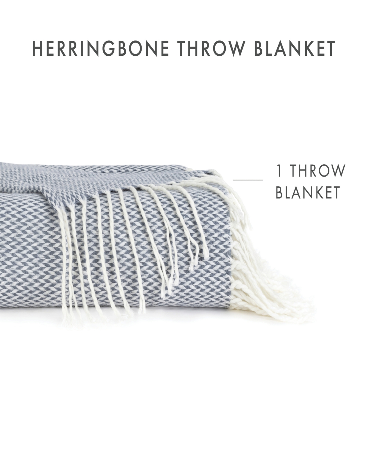 ienjoy Home Herringbone Fringed Throw, 60" x 50"