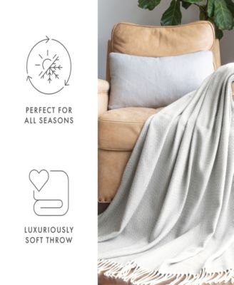 Herringbone Lightweight Fringed Throw, 60" x 50"