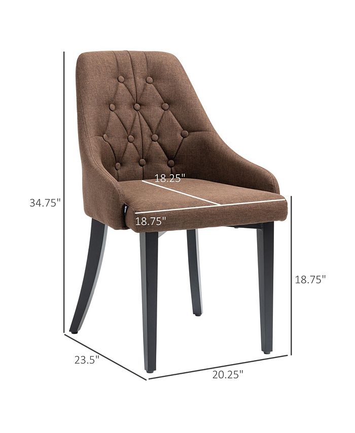 Modern Dining Chairs Set of 2, Button Tufted High Back Side