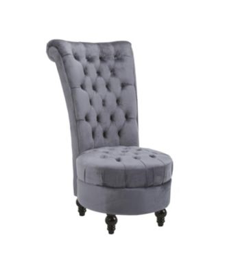 Retro Button-Tufted Royal Design High Back Armless Chair w/Thick Padding