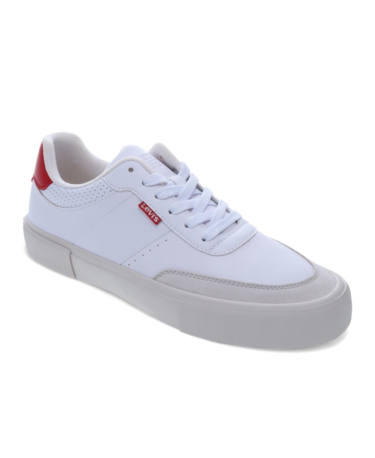 Men's Munro Faux-Leather Retro Low Top Sneakers - White, Gray, Red