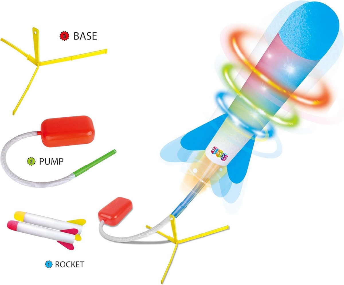 Play22usa Toy Rocket Launcher Led - Jump Rocket Set Includes 6 Rockets
