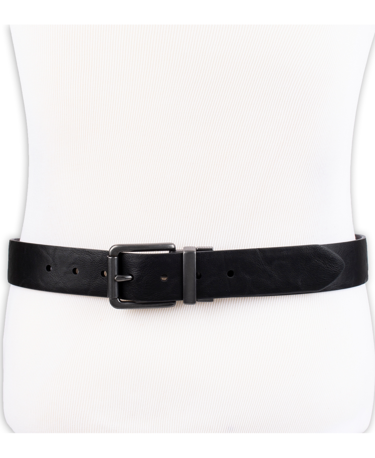 Shop Levi's Men's Plaque Buckle Reversible Stretch Belt In Blk,brn