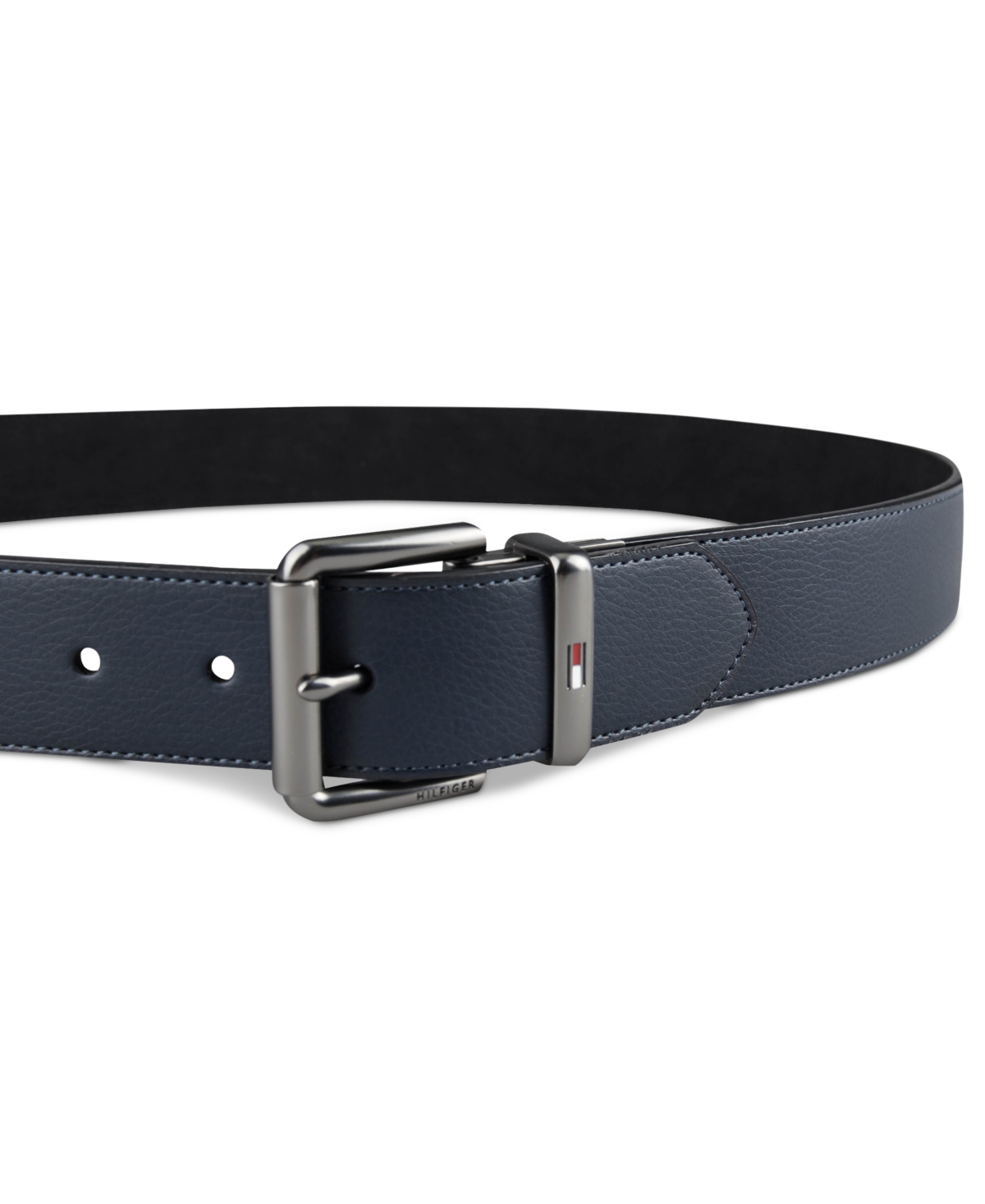 Tommy Hilfiger Men's Two-in-one Reversible Casual Matte And Pebbled Belt In Blue